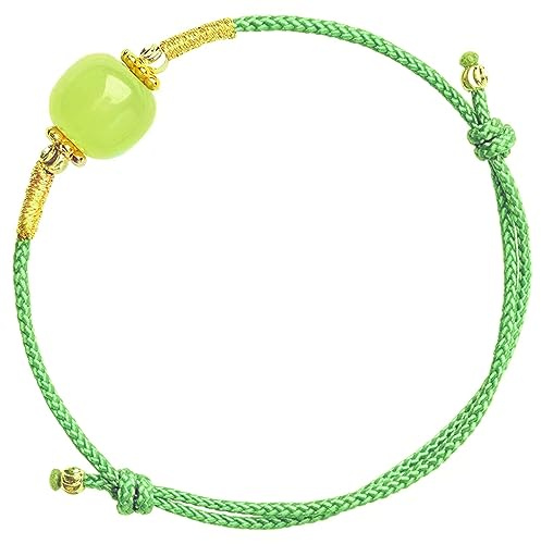 BECAT Glücksarmband Jade Partner Kettenarmband für Damen Mädchen, Handgefertigt Verstellbare Gute Reise Talisman Wunsch Sicherheit Wohlstand Guard Ihre Liebe Geschenk Freundschaft Armband