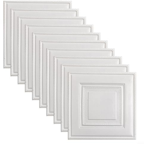 10 Stück 3D-Wandaufkleber, 35 × 35 cm, Ziegelstein-Tapeten, selbstklebend, DIY-Wandaufkleber, für Schlafzimmer, Küche, Wohnzimmer, Badezimmer, Heimdekoration (weiß)