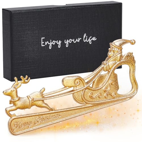 Aitkanio Christmas Elk Bottle Opener for Men Biker Classical Beer Opener with Box Beer Surprise Bottle Opener for Dad Husband Boyfriend Christmas Stocking Fillers Birthday Refrigerator Magnet, Gold