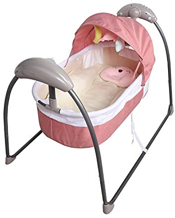 NadineDutol Berceau électrique pour bébé - Balançoire automatique - Bluetooth intelligent - Avec télécommande - Pour bébé entre 0 et 12 mois - Rose