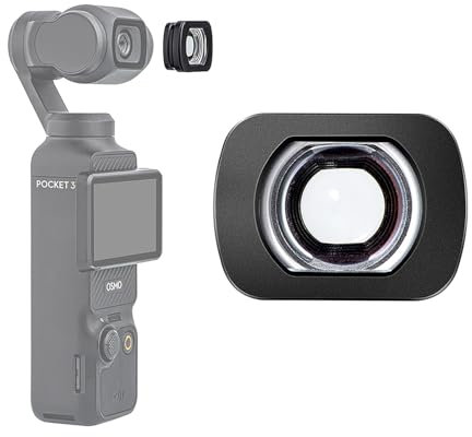 EUGOOCX Wide-Angle Lens for DJI Pocket 3, 112° Angle, 0.72x Magnification, Magnetic Attachment, Aluminum & Glass, Neutral Density Filter