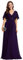 Ever-Pretty Vestito Donna Elegante Scollo a V Maniche a Volant Stile Lungo Abito Cerimonia Donna Chiffon Chic Viola Scuro 42