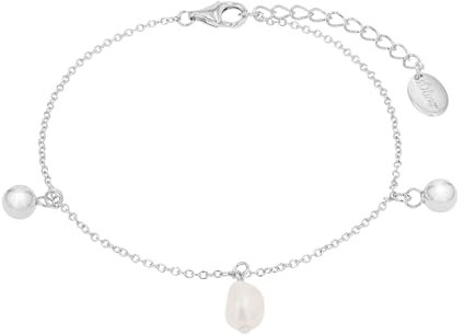 s.Oliver Armband 925 Sterling Silber Damen Armschmuck, mit Süßwasserzuchtperle, 17+3 cm, Weiß, Kommt in Schmuck Geschenk Box, 2037816