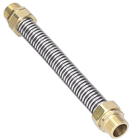 Manguera corrugada flexible para aire acondicionado, fuelle altamente flexible para calentadores de agua, 25 cm, acero inoxidable 304, presión de 1,6 MPa, rosca macho G3/4, ideal para calentadores de