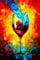 Acryl-Bild 50 x 80 cm: Bild eines Glases Wein auf einer roten und gelben Tischdecke. Generative KI. (209225873)