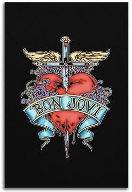 RIOEPURRT Musikposter mit Bon Jovi, dekoratives Gemälde, Leinwand, Wandposter und Kunstdruck, moderne Familienschlafzimmer-Dekoration, Poster, 20 x 30 cm