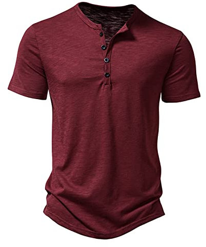T-Shirt À Manches Court Été Henley T-Shirt Décontracté T-Shirt Homme Col V Été Cool Shirt De Sport pour Hommes T-Shirt à Manches Courtes en Coton,Tee Shirt Homme XL,Tee Shirt Homme Rose Fluo