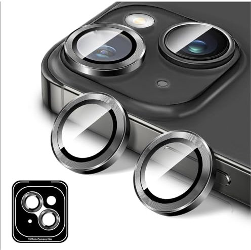 Kucheed Protector de Lente de Cámara Compatible con iPhone 11, Protector de Pantalla de Cubierta de Cámara de Vidrio Templado HD, Anillos Individuales Metálicos