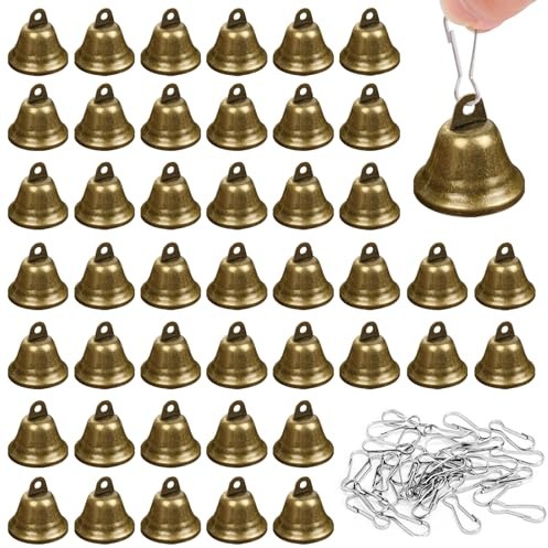 ZFKXGS 45PCS Petites Clochettes Grelots en Métal Vintage Bronze Mini Cloches de Noël 38 mm pour Porte Clé Bricolage Décorations Noël Mariage Wind Glockenspiel Craft Decor Carillon Panneau de Bienvenue