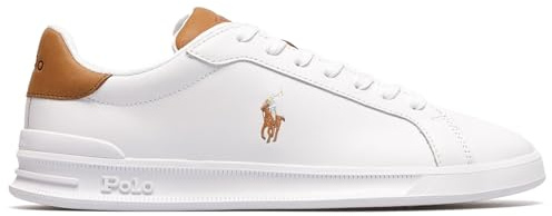 RALPH LAUREN Sneaker Polo Heritage Court II Bianca e Cuoio - 809877598 001 - Taglia 39