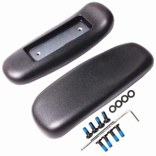 CHAHEKAI Braccioli di ricambio per sedia da ufficio, cuscinetti per braccioli per sedia da computer, cuscinetti per braccioli in poliuretano, foro di montaggio universale da 10,2 cm, set da 2, nero