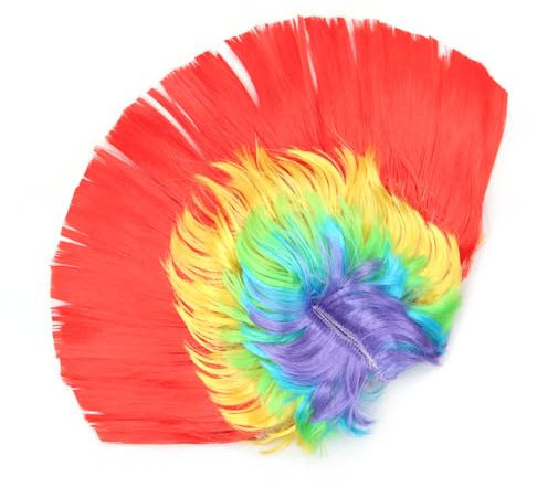 CENPEK Irokesen-Perücke, 80er-Jahre-Street-Punk-Perücke, Regenbogen-Punk-Rocker-Perücke, mehrfarbige Irokesen-Perücke, Mohawk-Perücke, Party-Kostümzubehör, zufällige Farbe