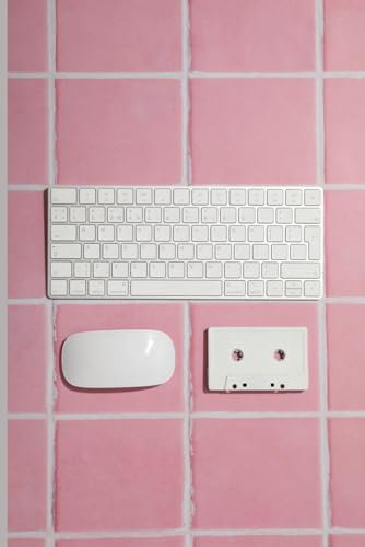 Keyboard, Mouse and Cassette on Pink Tiles Journal, Diary: (6 x 9) (100 Pages)