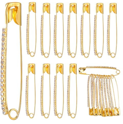 30Pcs Sicherheitsnadeln Damen Gold Strasssteine Dekoration Clip Sicherheitsnadeln für Broschen DIY Craft Strass Hijab Pins Glitzernde Gold Pin Verschluss Strass Anstecknadeln Kleidung Dekoration