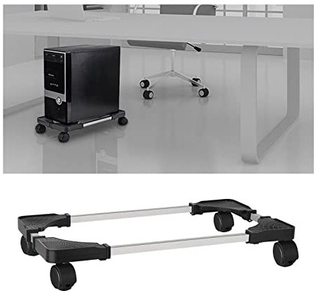 Computer Cart with CPU Holder Mobile PC Tower Holder Adjustable CPU Stand Cart with 4 Universal Casters Wheels, CPU Rolling Stand PC Stand for Desktop PC Cases Mobile IT Support Platform