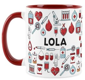 Purely Home Custom Phlebotomist Mug - Humourous Medical Doctor Novelty Gift - Tea/Coffee Red Ceramic Cup Personalised Present for Phlebotomists