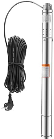 OUBUBY 2 Zoll Tiefbrunnenpumpe 370W Brunnenpumpe Max. Durchfluss 1000L/H Tauchpumpe Max. Förderhöhe 55m Tauchwasserpumpe Fördertiefe max.: 35m inkl. 23m Anschlusskabel für Pumpe, Edelstahlpumpe