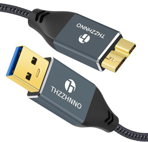 Thzzhnno Micro B auf USB 3.0 Kabel 1M, 5Gbit/s USB 3.0 Typ A Stecker auf Micro-B-Kabel, Kompatibel mit Samsung Galaxy S5 Note 3 Kamerafestplatte