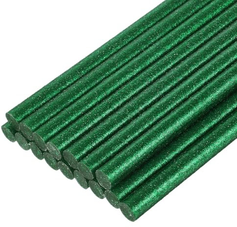 sourcing map 16pcs Full Size Hot Glue Gun Sticks 11mm x 200mm Large Glue Sticks for Glue Gun, Glitter Green