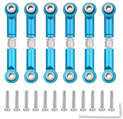 GTFRUQAS RC Ersatzteile Für Wltoys Für A949 A959 A969 A979 K929 1/18 6 Pack Metall Trolley Auto Lenkung Oszillierende Servo Linkage Arm(Blue)