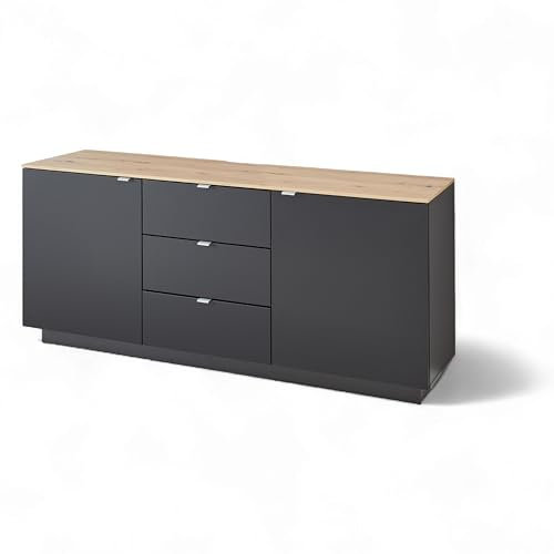 CORE TV-Sideboard in Schwarz, Artisan Eiche Optik - Moderner Fernsehschrank mit Schubladen und viel Stauraum - 180 x 77 x 44 cm (B/H/T)