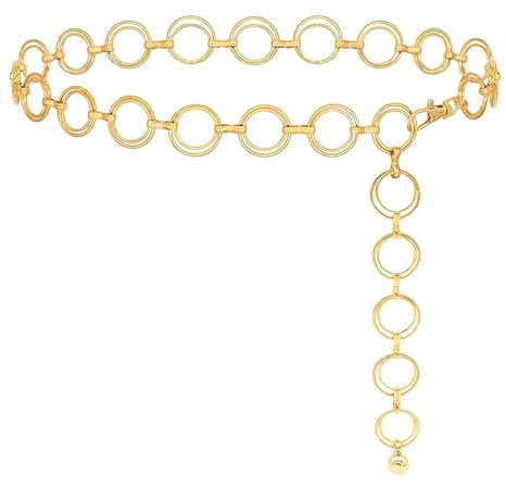 Spetsbst Taillenkette Verstellbarer, Kettengürtel Damen Gürtel Mode Taillengürtel, Metall Taillenkettengürtel Bundkette für Kleider Jeans (Ring-Gold)