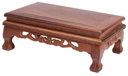 HYTROVE Socle Bois Chinois Rectangulaire Pour Vase Et Bonsaï Base Décorative Sculptée Acajou Pour Plantes Support Stable Pour Statue Bouddha Et Ornements Maison Office