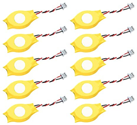LfrXtra Batería de botón, 10 unidades para portátil CMOS para placa base de 3 V 2032 de iones de litio con 3 cables y cable de 3 pines
