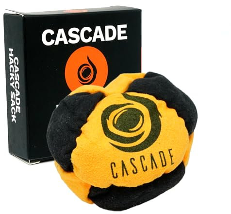 Cascade Pro Hacky Sack mit 8 Paneelen – Pro Freestyle Footbag – Trick-Fußsack (Orange/Schwarz)