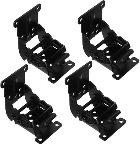 Angoily 4pcs Black Steel Folding Furniture Hinges with Self-Locking Design Collapsible Brackets for Table Legs Bed Feet DIY Workbench Support