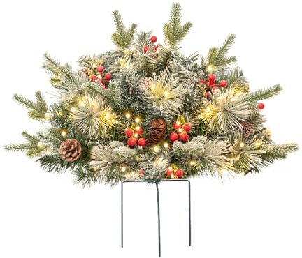 Generisch 2026 Decoraciones navideñas con luces que iluminan el trípode del árbol de Navidad luces LED, iluminación exterior, relleno de maceta (verde, 40 cm)
