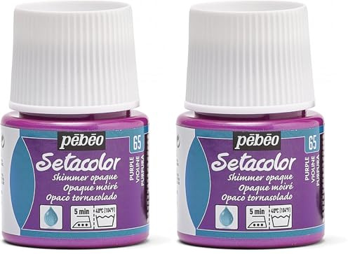 PEBEO Setacolor Opaque Fabric Paint 45-Milliliter Bottle, Shimmer Purple,Shimmer Purple (Pack of 2)