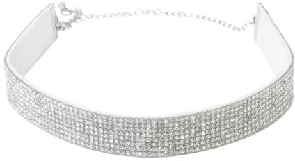 Chaks - Strass Choker für Damen, verstellbares Glitzer Halsband | Breite Halskette als Party Accessoire für Festival, Karneval, Choker mit Strass und Verstellbarem Verschluss