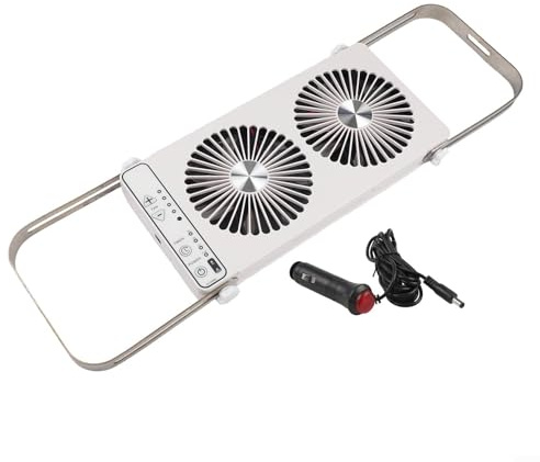 BlesConi Verstellbarer Wohnmobil-Dachfensterventilator, zweireihig, Kühlung, Belüftung, 4 Geschwindigkeitsstufen, erweiterbares Design für Anhänger, Wohnmobil (weiß)