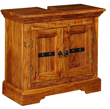 MASSIVMOEBEL24.DE Meuble lavabo - Bois Massif d'acacia laqué (Miel) - Style Colonial - Oxford #01007