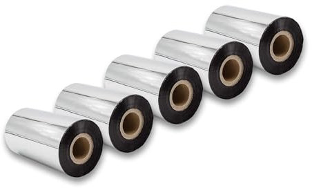 vhbw 5x Papier thermique, ruban à transfert thermique, noir 110mm pour fax ou imprimante Zebra Z6M, Z6M+, ZM400, ZM600, ZT200-série,...