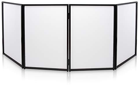 Pyle Pantalla Plegable para Cabina de DJ – Fachada portátil para Eventos, Panel Frontal de proyector de luz de Video, Panel de Malla con Soporte de Panel de Marco de Acero Plegable, Elastano elástico
