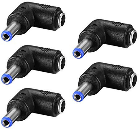 sourcing map 5Pcs DC Power Connector Adapter 90 Degree Angle 5.5mmx2.1mm Male Plug to Female Jack Coupler Converter for Laptop CCTV Camera Strip Lighting