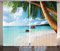ABAKUHAUS Strand Rustikaler Gardine, Exotische Palme Ozean, Schlafzimmer Kräuselband Vorhang mit Schlaufen und Haken, 280 x 225 cm, Aqua Grün