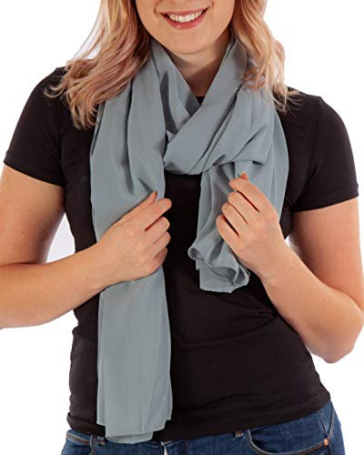 DOLCE ABBRACCIO by RiemTEX Schal Damen PRIMAVERA XXL Schals & Tücher in hellem Grau Halstuch Stola Pashmina aus Chiffon Sommer Frühling Ganzjährig Tuch Chiffontuch Damenschal (Hellgrau)