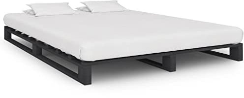 vidaXL Palettenbett Grau Massivholz Kiefer 140×200 cm