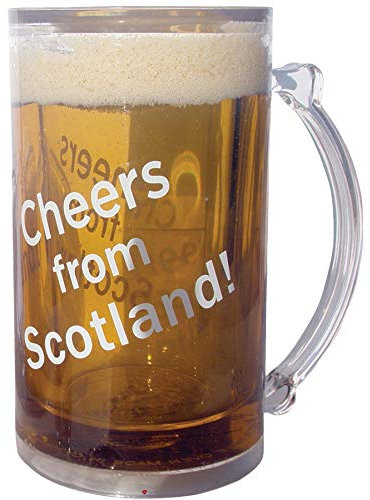 I LUV LTD Neuheit Spaß Ewig Bierkrug Bier Einfrieren Sieht Voll aus Prost aus Schottland Mittel