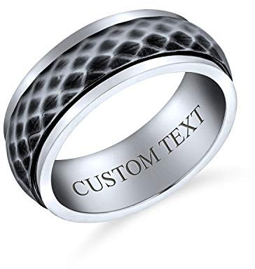 Personalisierte Unisex Paare Diamant Geschnittene Multifacettierte Prisma Ehering Fidget Spinner Ringe Für Männer Und Frauen In Zwei Silbernen Tönen Oxidiertem Edelstahl 8MM Individuell Graviert