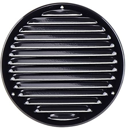 Steinberg14 Black 200mm Metal Air Vent Cover with Insect Mesh - 8 inch Round Ventilation Grille