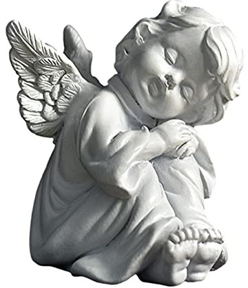 E/T Napping Angel Skulptur, Cherubin-Statue, Polyresin sitzender Heiliger Angel Figur, Desktop-Cartoon, Harz, Dekoration, Geschenk für Mutter Nana Oma