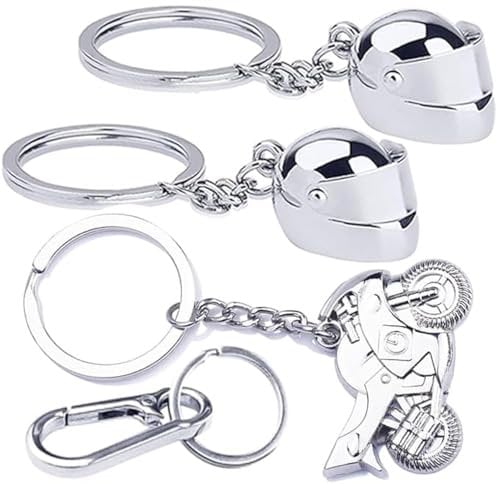 GZLCEU 4 Stk Motorrad Schlüsselanhänger, Silber Motorrad Helm Schlüsselanhänger Zinklegierung Motorradhelm Schlüsselanhänger für Männer,Frauen,Schlüsselanhänger Motorrad