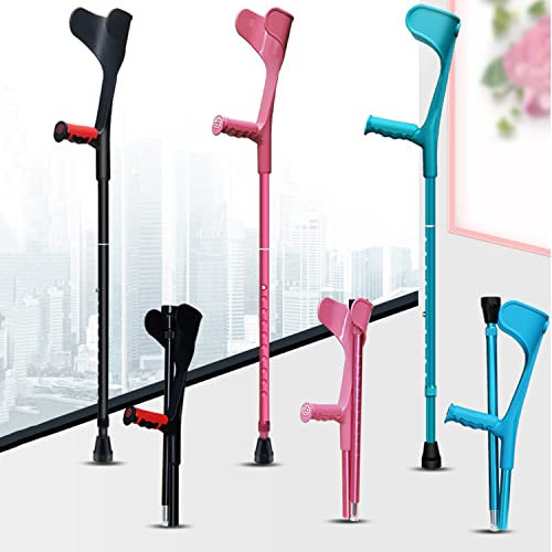 Lnder Aluminium Krücken, UnterarmGehstützen, Leichtes Robustes, Gehhilfe Krücken, 10 Höhenverstellbar, zur Unterstützung der Hände beim Gehen, für Senioren Gehhilfe (Color : Pink)