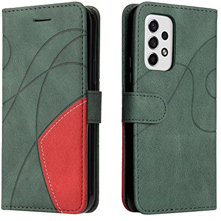 CXTCASE Funda para Samsung Galaxy A53 5G, FuncióN Kickstand Cubre Carcasa para Samsung Galaxy A53 5G, Funda con Tapa Samsung Galaxy A53 5G, Funda Movil Carcasa PU Cuero, Verde