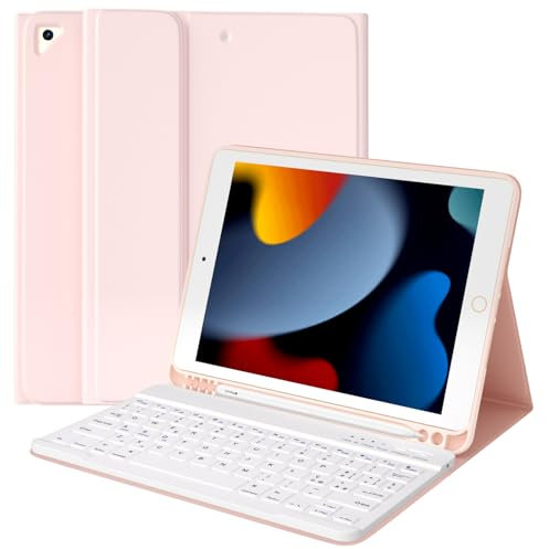 TQQ Custodia Tastiera per iPad (9a, 8a e 7a generazione), Cover con Italiano Tastiera QWERTY, per iPad 10.2, iPad Pro 10.5, iPad Air 3