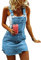 shownicer Vestito Salopette de Denim Donna Senza Maniche Abito di Jeans Estiva Casual Gonna Corta Moda Buco Strappato Vestito Scamiciato di Jeans Pantaloncini A Blu M